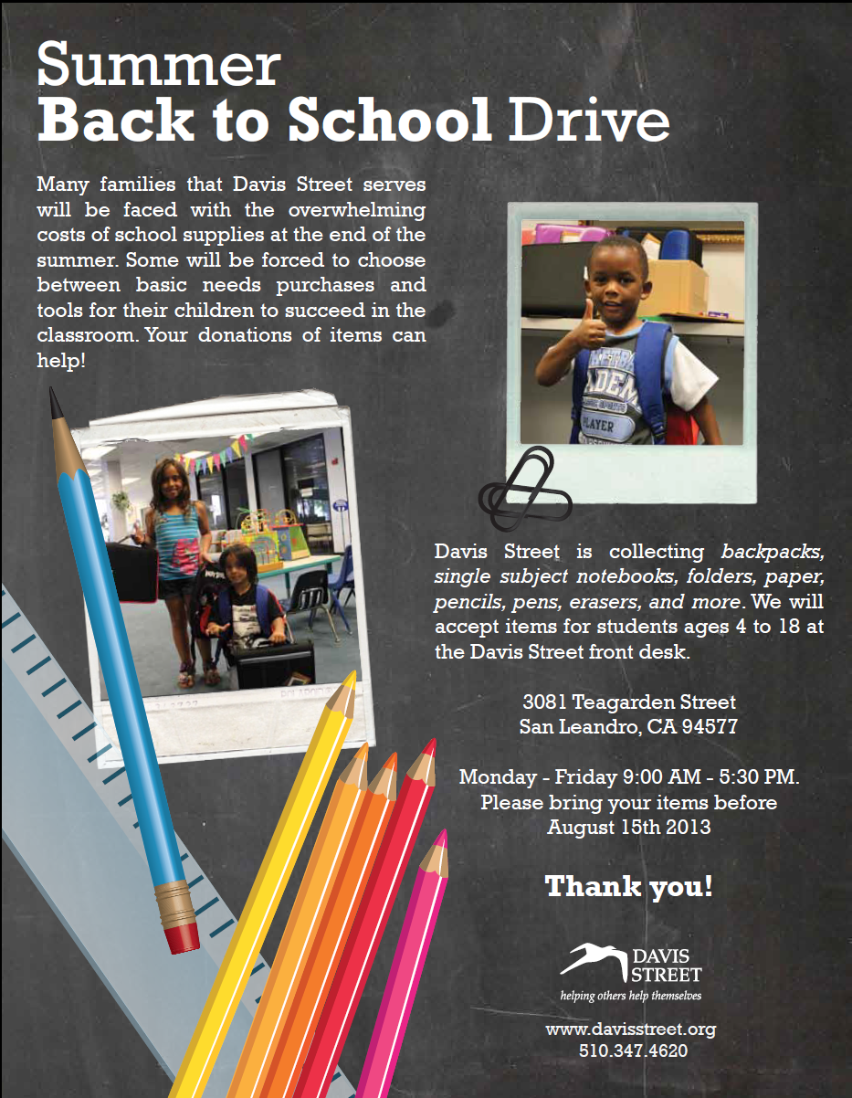 Back To School Drive Davis Street